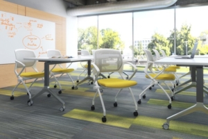 SAFECO collaborative office space with mobile guest chairs and mobile tables