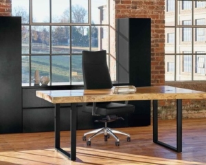 DARRAN office furniture live edge wood desk with metal base for modern executive office