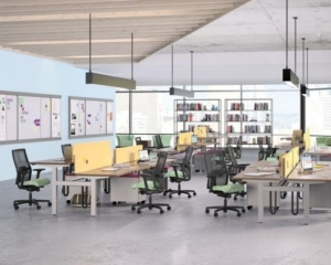 HON office furniture open bright office space with multiple workstations