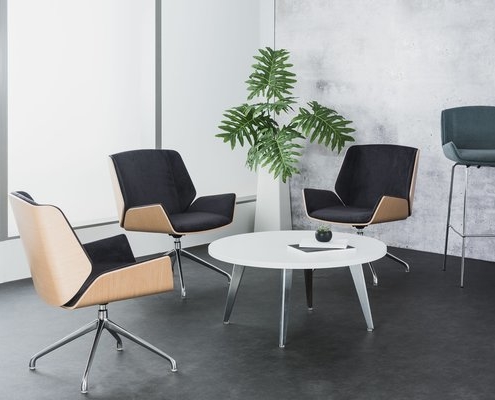 ROUILLARD small collaborative space with custom upholstered chairs