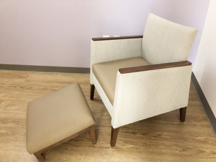 light fabric arm chair with foot stool for commercial office space