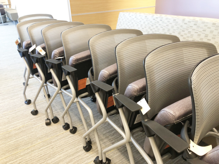 nesting task chairs with casters for commercial office space