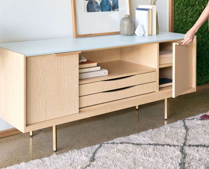 modern credenza storage in casual office space