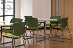 9 to 5 guest chairs in bright green for employee break room
