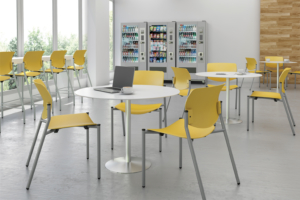 9 to 5 bright yellow guest chairs for employee lunch room