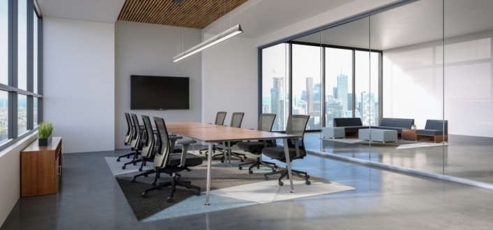 AIS modern custom conference table with mobile task chairs