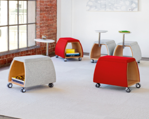 Arcadia mobile storage ottomans and seating
