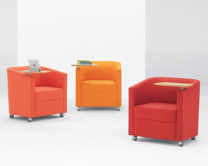 Arcadia modern colorful upholstered arm chairs
