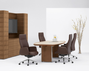 Arcadia boat shaped slab base conference table for private office