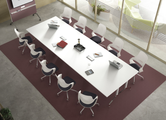 Boss Design white conference table with modern seating