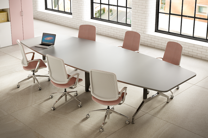 Boss Design oval conference table with chrome base