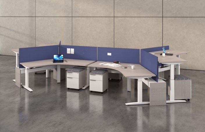 Deskmakers open concept sit or stand work stations