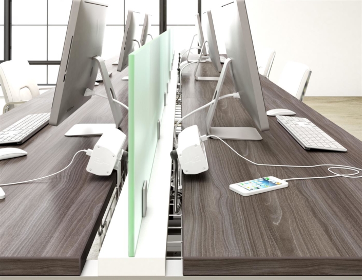 Deskmakers power outlet beam for bench desking