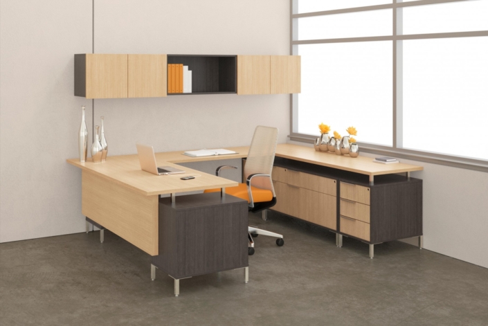 Deskmakers private office with modern U shaped executive desk