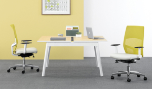 Encore seating bench desk with task chairs