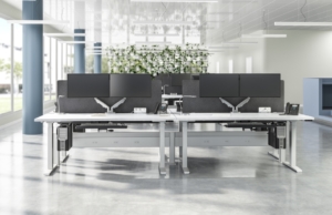 ESI Ergonomics dual monitor arm workstations