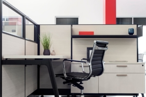 Friant semi-private modern desk with partitions