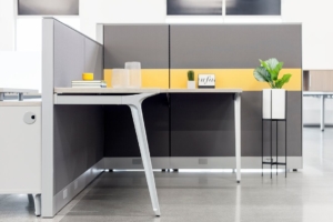 modern colorful desk with partitions