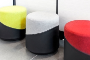 Friant upholstered stools in variety of colors for office seating