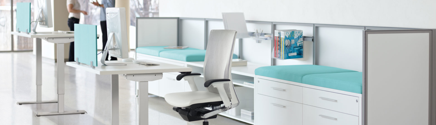 Global Furniture modern white executive task chair in private office