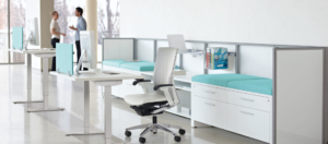 Global Furniture modern white executive task chair in private office