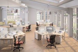 Hon open-concept modern desks with mobile storage