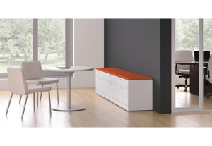 Hon storage credenza and small cafe table for employee break room