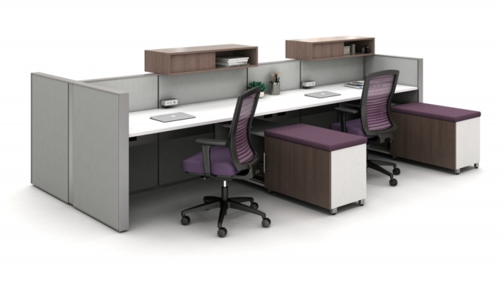 AIS modern bench desking with mobile storage