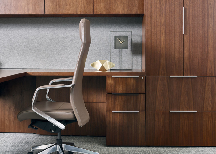 OFS traditional executive desk with storage and leather chair