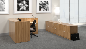 Offices to go modern reception desk and storage cabinet