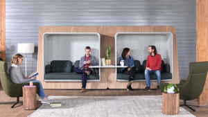 OFS breakout nooks with lounge seating and table