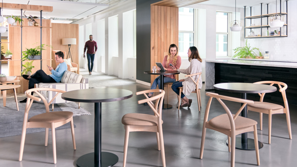 OFS cafe tables and chairs for employee break area