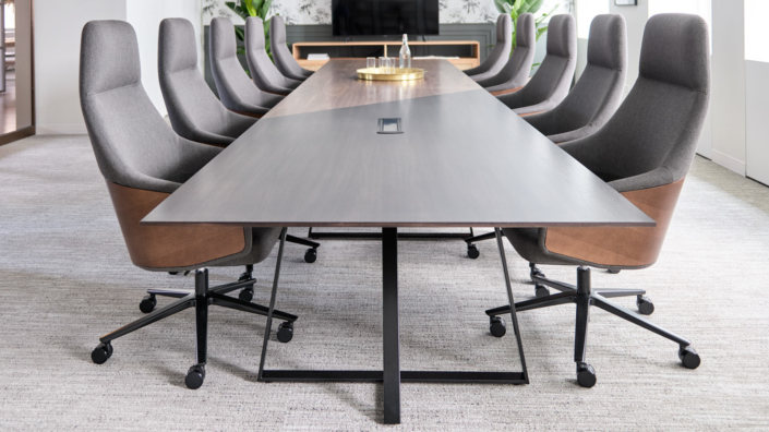 OFS wood top conference table with metal base