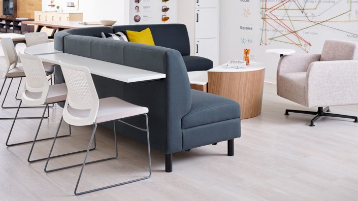 OFS modular modern L shaped lounge seating with desking