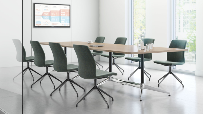 OFS modern conference table with chrome base