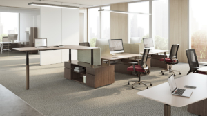 OFS height adjustable desk and collaboration area