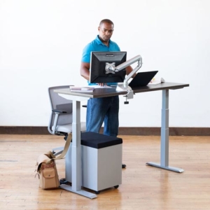 Symmetry height adjustable sit or stand desk