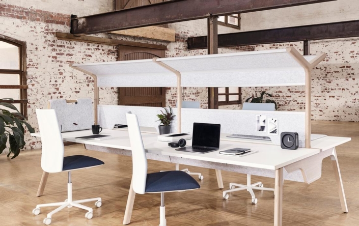 Darran open concept bench desking with privacy dividers