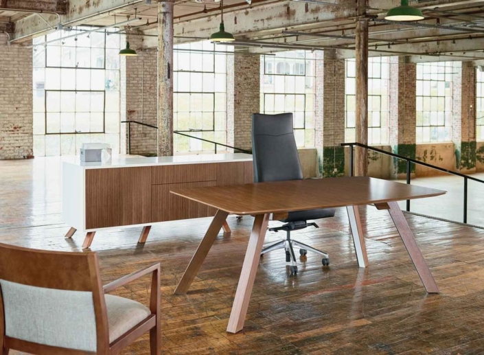 Boss Design Modern Executive Desk in natural wood finish
