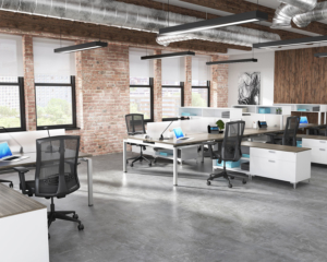 Clear design open concept work stations