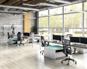 Clear Design open concept office space with ergonomic desks
