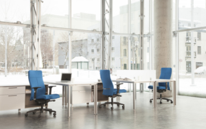 Rouillard open concept workstations with modern desks