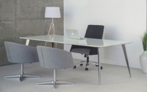 Rouillard modern simple executive desk and guest seating