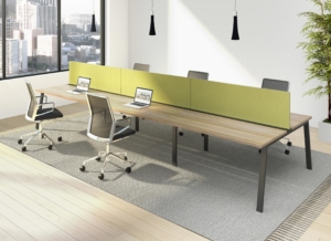 Deskmakers modern bench desking with privacy divider