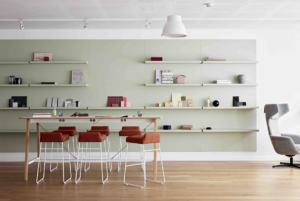 ALLERMUIR office furniture manufacturer modern conference area with cushioned stools