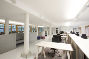 Buzzispace office furniture open office space with workstations and collaborative areas