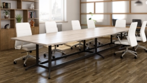 Enwork office furniture light wood conference table with metal base