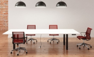 Innovative white conference table for commercial office space