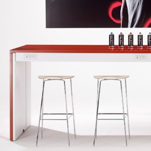 Surfacesworks commercial counter space for break room with bar stools