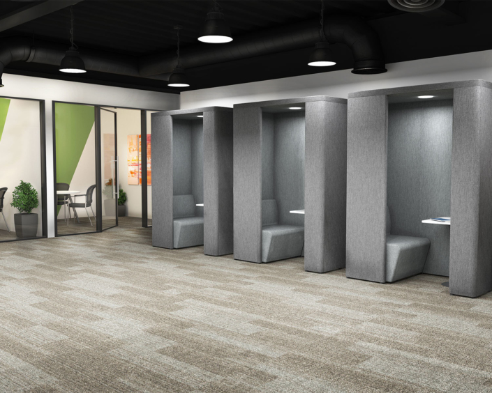 Clear Design private booths in office interior
